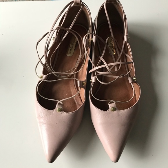 Halogen Shoes - Halogen Owen lace up ballet flats blush leather
